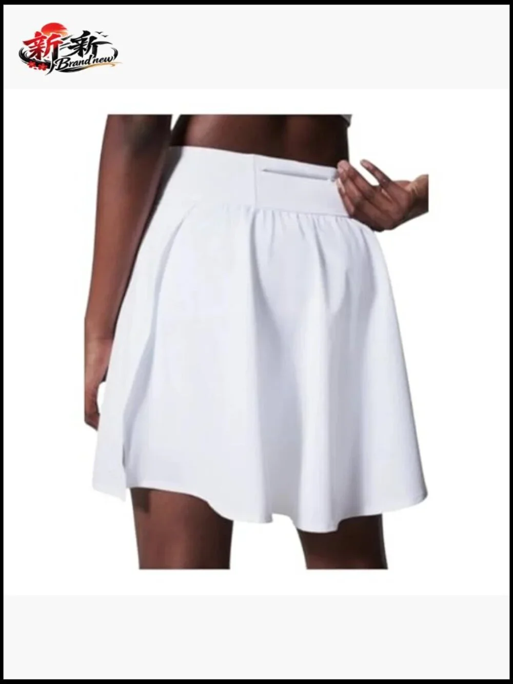Mid Rise Skort with Pocket, Nylon Blend, High Stretch, Pull On